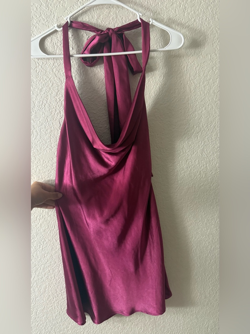Lulus After Party Affair Magenta Satin Halter Mini Slip Dress - Picture 2 of 5